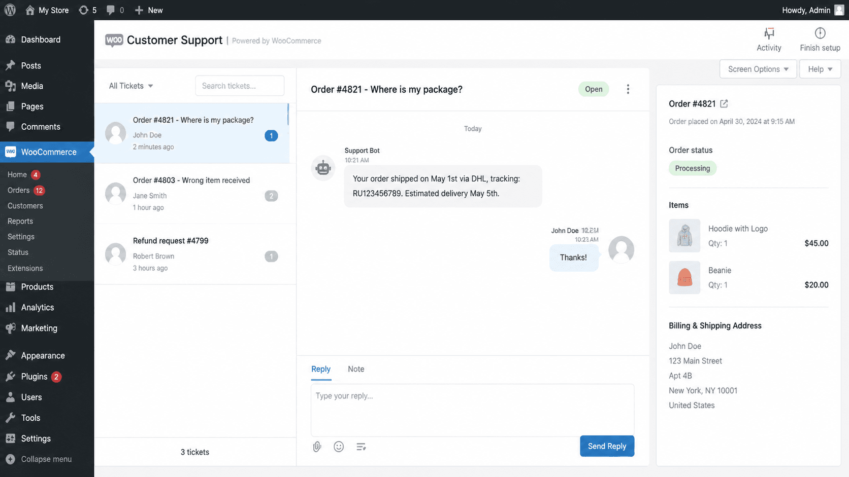Agente de soporte para WooCommerce