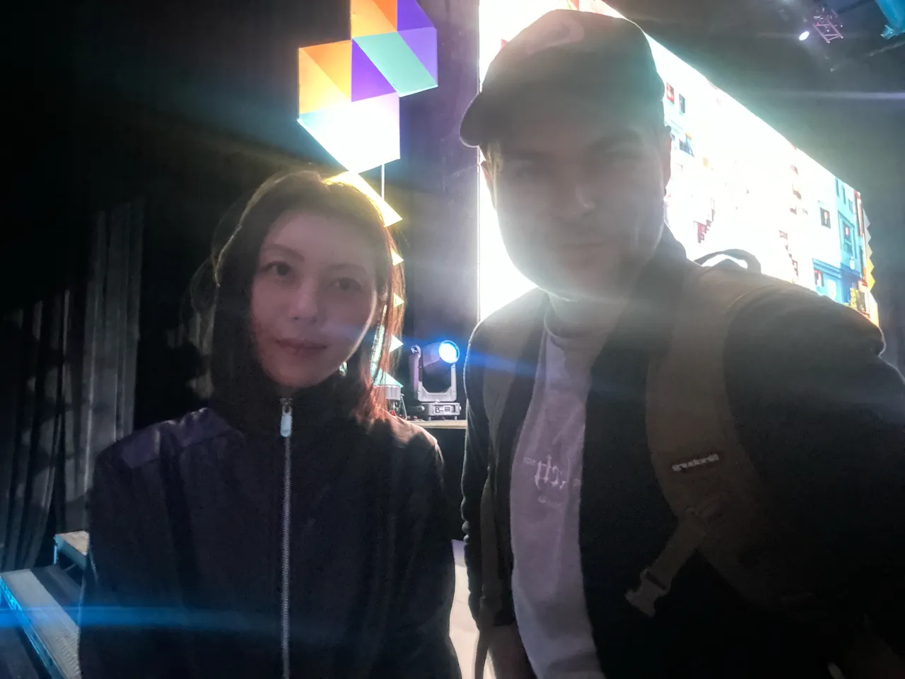 Selfie with Tina from Flashbots next to the stage