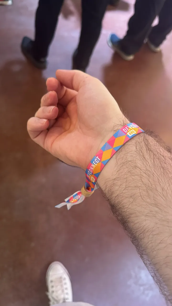 Devconnect ARG wristband on my wrist on the first day