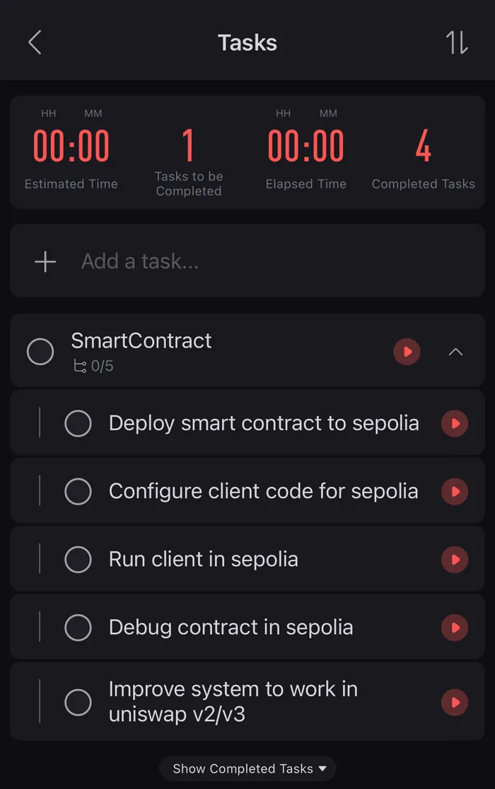 Lista de tareas del contrato inteligente: desplegar en Sepolia, configurar el cliente, ejecutarlo y depurarlo allí y luego extenderlo a Uniswap v2 y v3