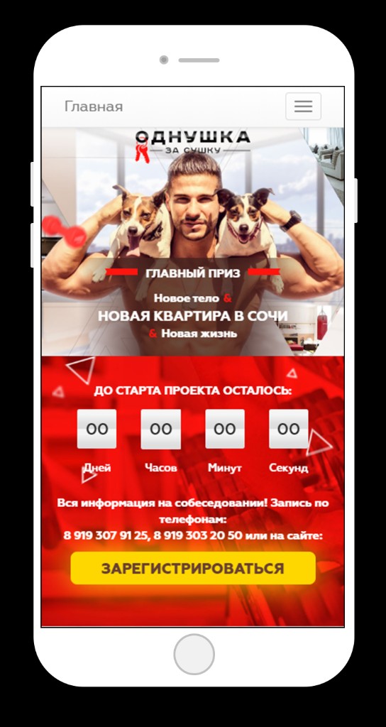 Odnushka za Sushku — mobile version, above the fold